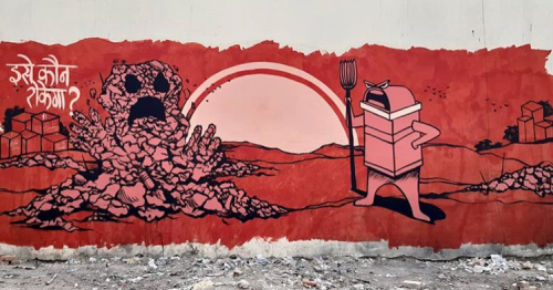 Waste mural by Afzan in Noida