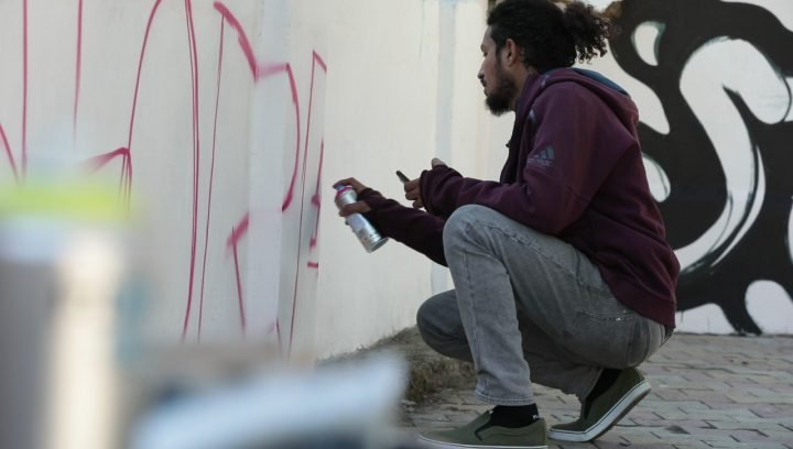 Dheeraj painting at Nainital Hiphop Festival