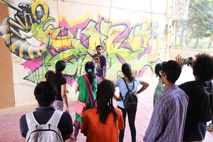 Omkar giving a tour of Marol Art Village