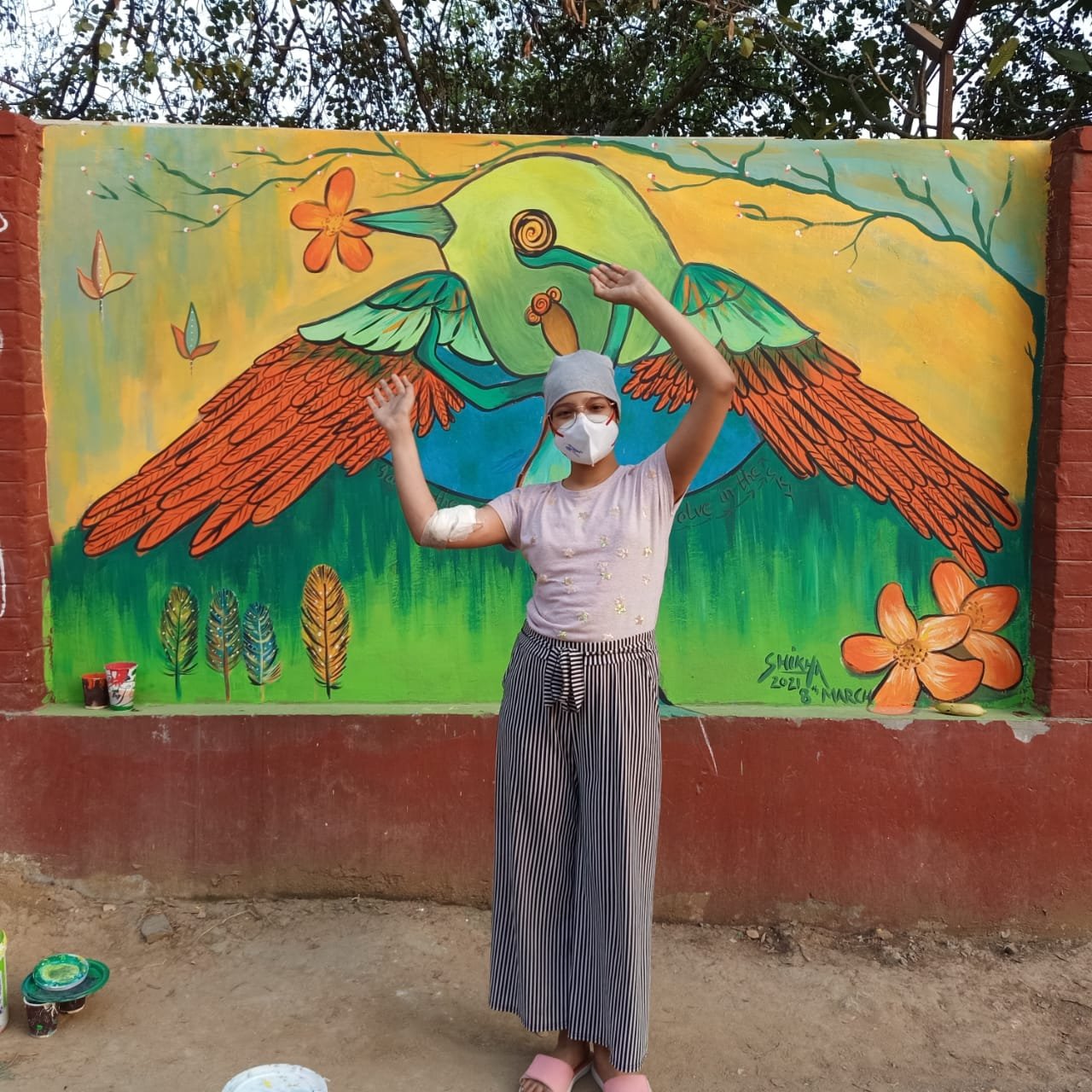 mural by shikha agarwal at ladies first street art gurugram