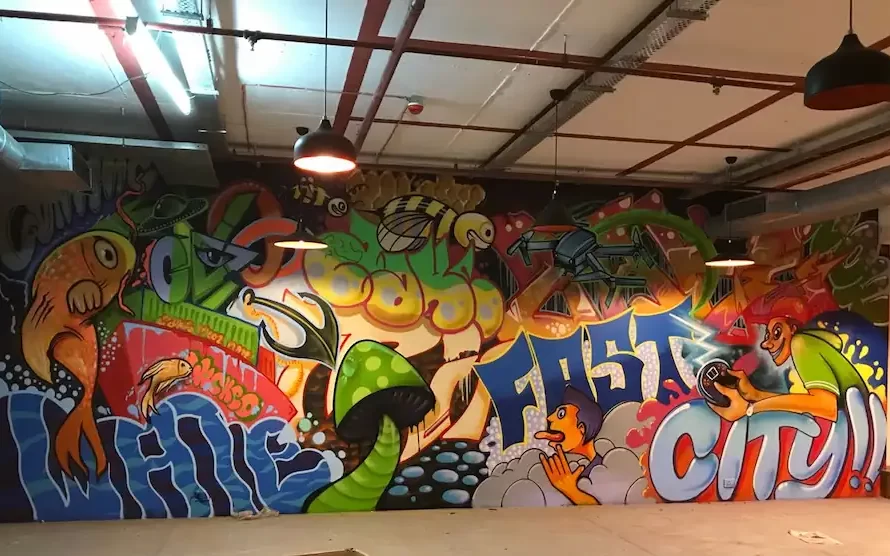 graffiti wall art at office cafe of control union 1