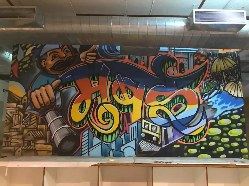 mumbai font graffiti done at cafe of control union 2 in mumbai office