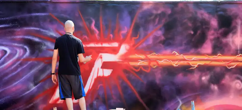wicked broz artist creating graffit wall art for 2016 techfest 4 IIT Bombay