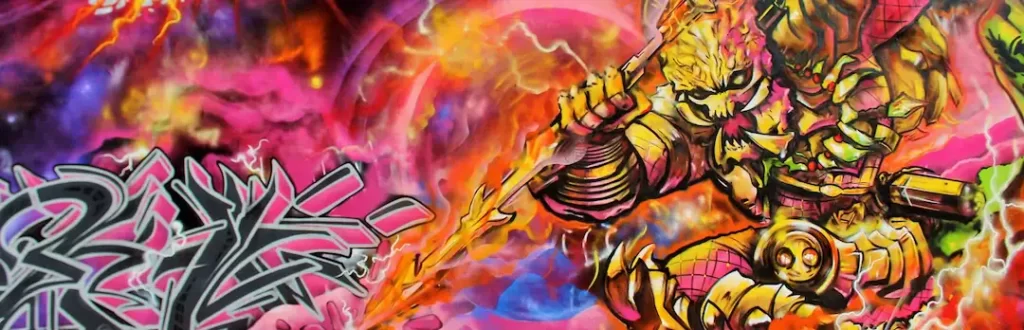 graffiti wall art on theme of space wars for 2016 techfest 7at IIT Bombay