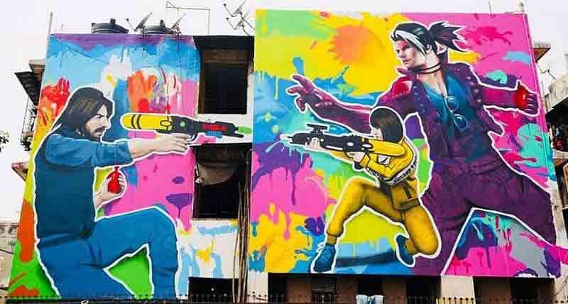 hayato, andrew and kelly murals designede by wickedbroz for holiart campaign for the