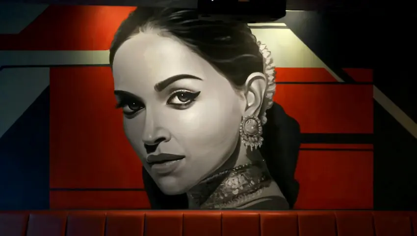 Bollywood Art Portrait of Deepika Padukone in Gabbar Bistro Bar