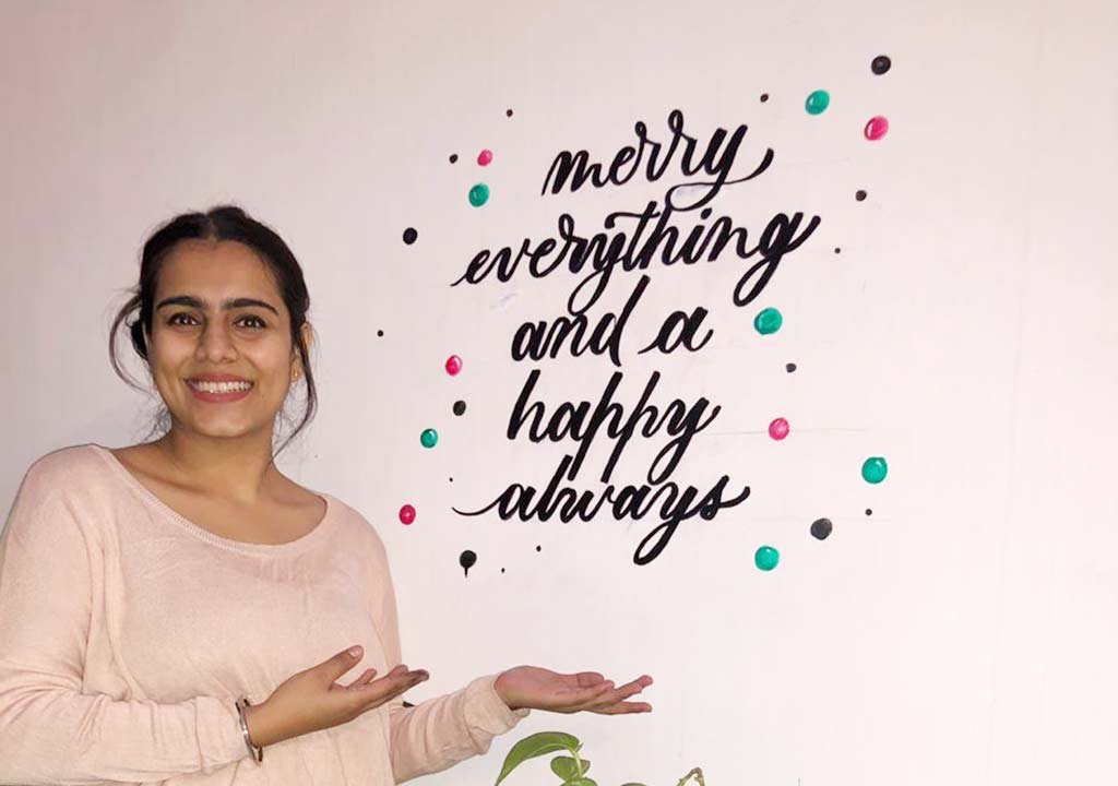 LetteringBuff aka Inpreet flaunting her calligraphy wall art