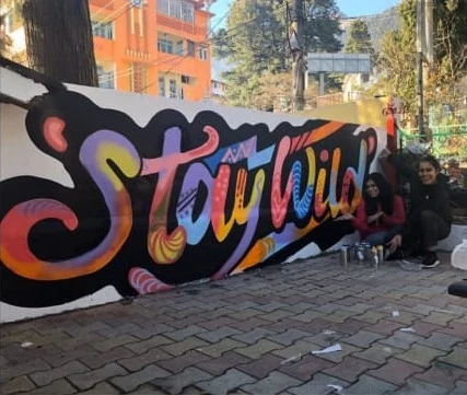Graffiti street art at old ghoda park in Nainital town