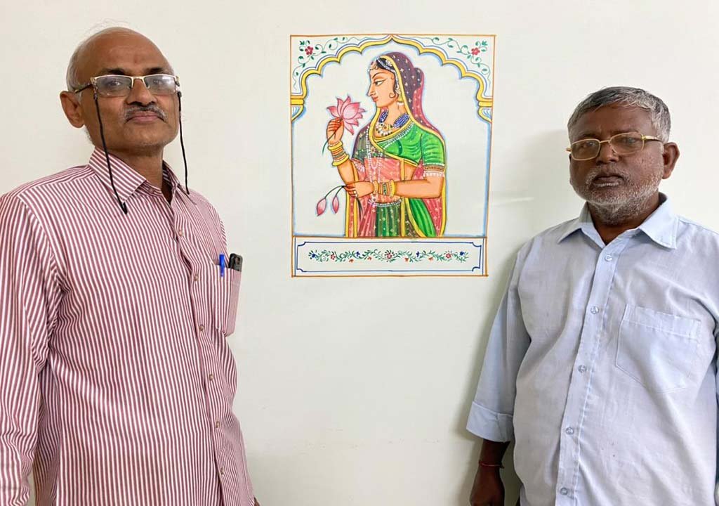 Rajasthani miniature wall art by artists Ratan and Om