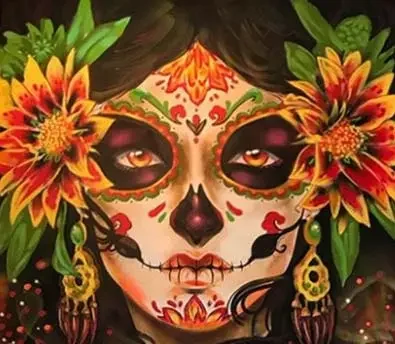 Sammy sosa mexican sugar skull portrait in Sammy sosa restaurant in malad, mumbai